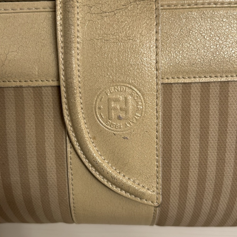 Vintage Fendi Cream Beige Cross Body or Clutch Leather/Fabric Handbag & Dust Bag - Picture 8 of 17